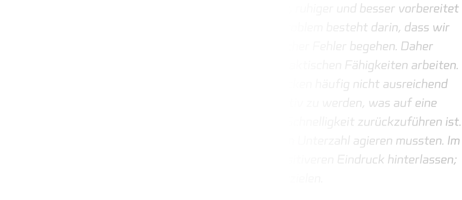 Es gibt bestimmte Situationen, in denen es ratsam ist, ruhiger und besser vorbereitet einen Angriff durchzuführen. Unser gegenwärtiges Problem besteht darin, dass wir zu hastig abschließen und dabei eine Vielzahl technischer Fehler begehen. Daher sollten wir während der Ferien verstärkt an unseren taktischen Fähigkeiten arbeiten. Auch in der Defensive zeigen sich Schwächen: Wir packen häufig nicht ausreichend zu oder versäumen es, im entscheidenden Moment aktiv zu werden, was auf eine unzureichende körperliche Reaktion oder mangelnde Schnelligkeit zurückzuführen ist. Dies führte dazu, dass wir insgesamt sechs Minuten in Unterzahl agieren mussten. Im Rahmen der Gegenstöße müssen wir zudem einen positiveren Eindruck hinterlassen; Juli konnte infolgedessen fünf Tore für unser Team erzielen.