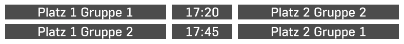 Platz 1 Gruppe 1  Platz 2 Gruppe 2 17:20 Platz 1 Gruppe 2 Platz 2 Gruppe 1 17:45