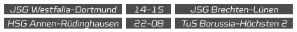 JSG Westfalia-Dortmund JSG Brechten-Lünen 14-15  HSG Annen-Rüdinghausen TuS Borussia-Höchsten 2 22-08